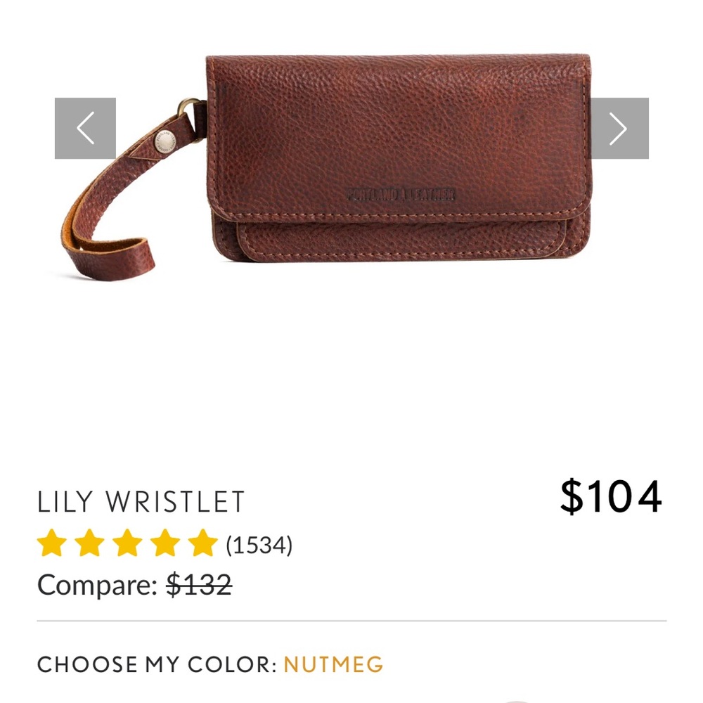 Portland Leather Lily Wristlet Nutmeg